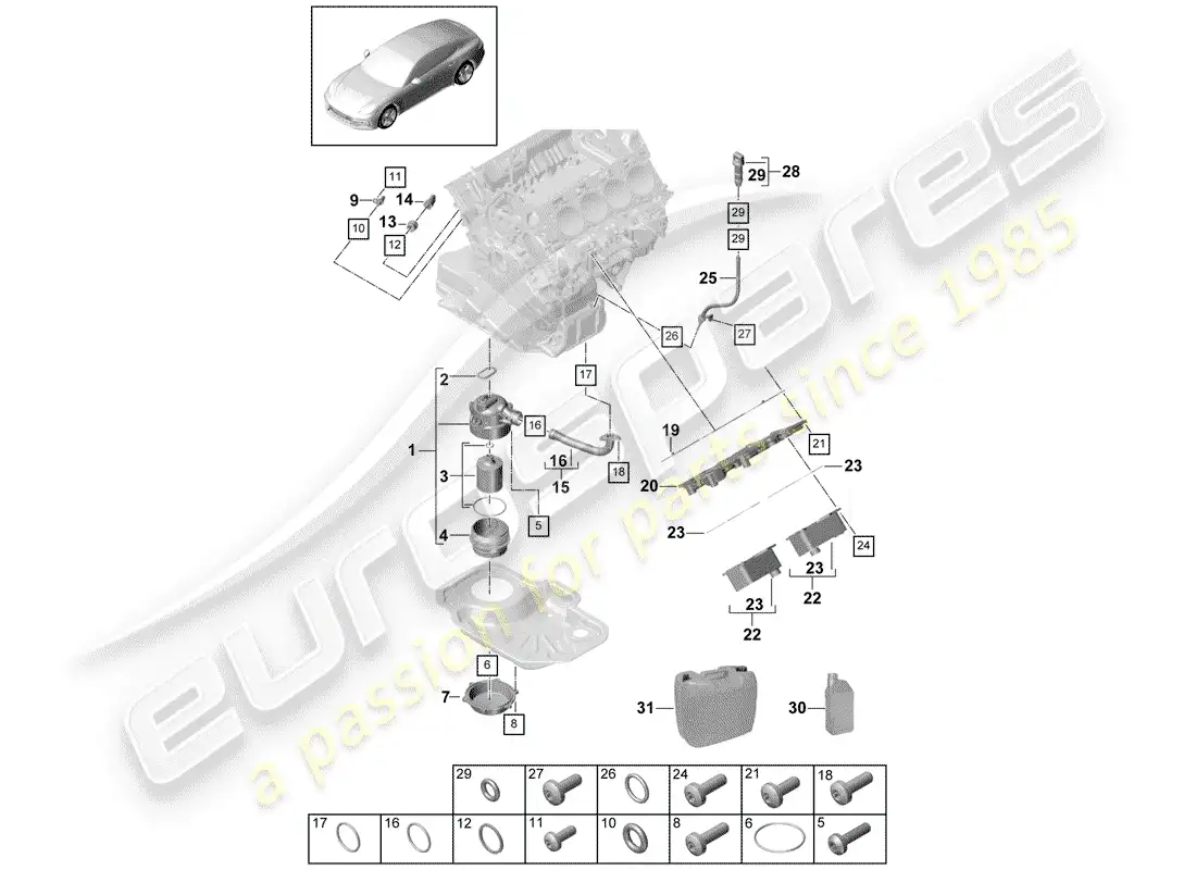porsche 2017 (panamera 971-1) oil filter part diagram