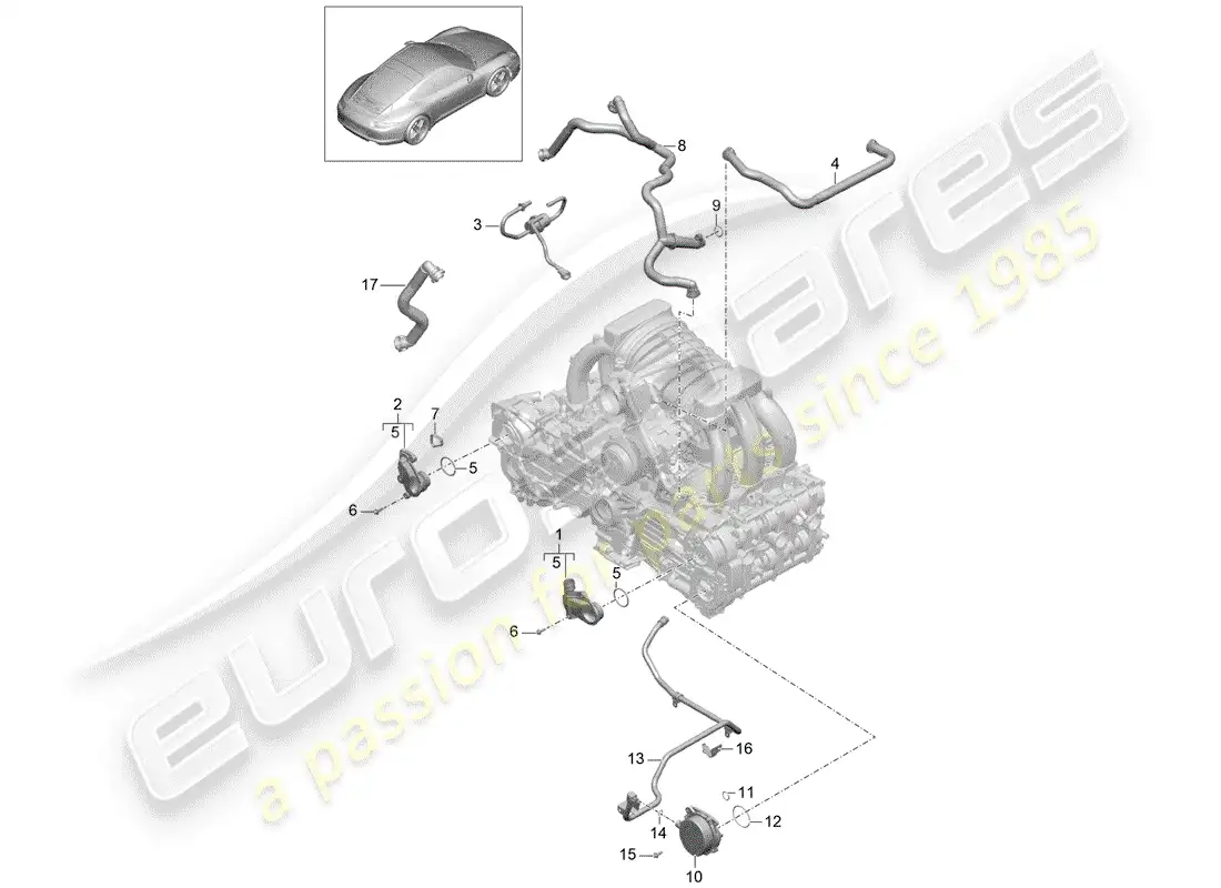 porsche 2014 (991-1) crankcase parts diagram