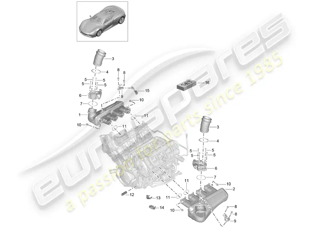 porsche 2015 (918 spyder) intake air distributor parts diagram