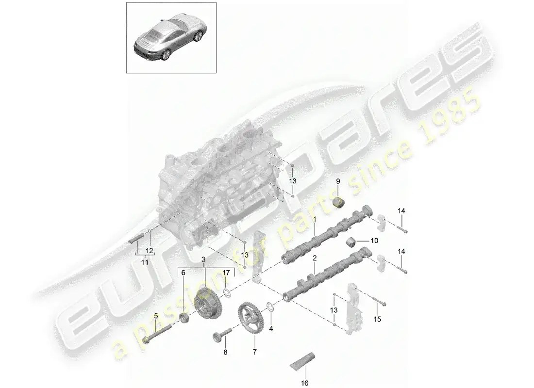 porsche 2014 (991-1) camshaft parts diagram