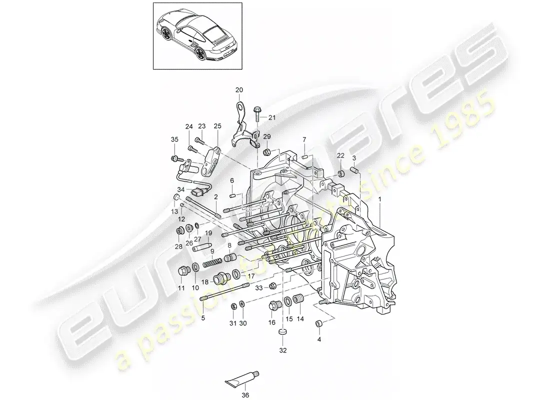 porsche 2013 (997-2 turbo / gt2 rs) crankcase parts diagram