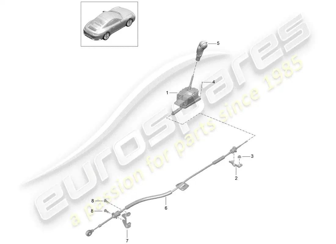 porsche 2020 (991-2) selector lever parts diagram