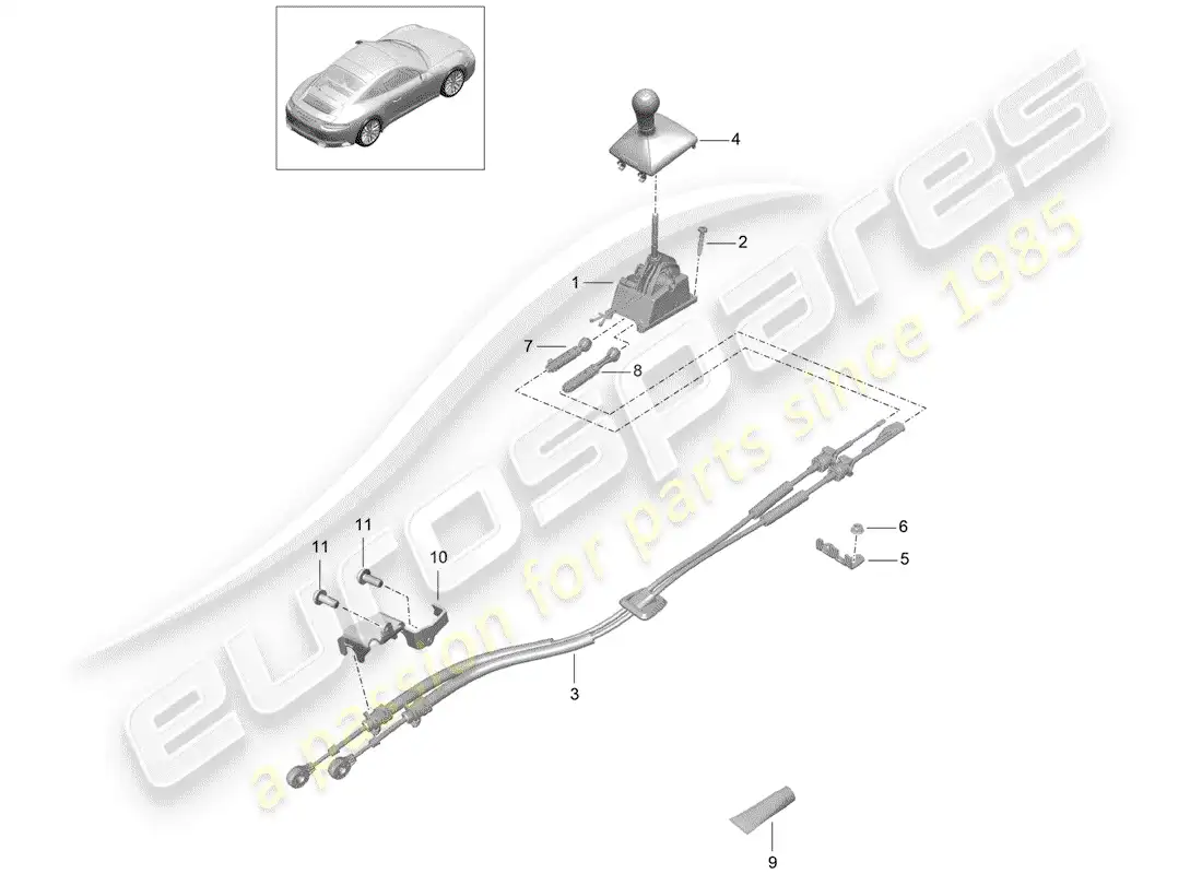 porsche 2020 (991-2) shift mechanism parts diagram