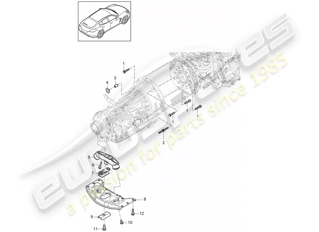 porsche 2012 (panamera 970) mounting parts for engine and parts diagram