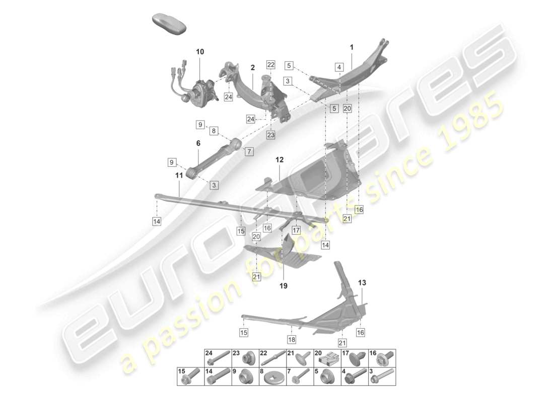 porsche 2024 (992-2 gt3/rs/st) rear axle cross member part diagram