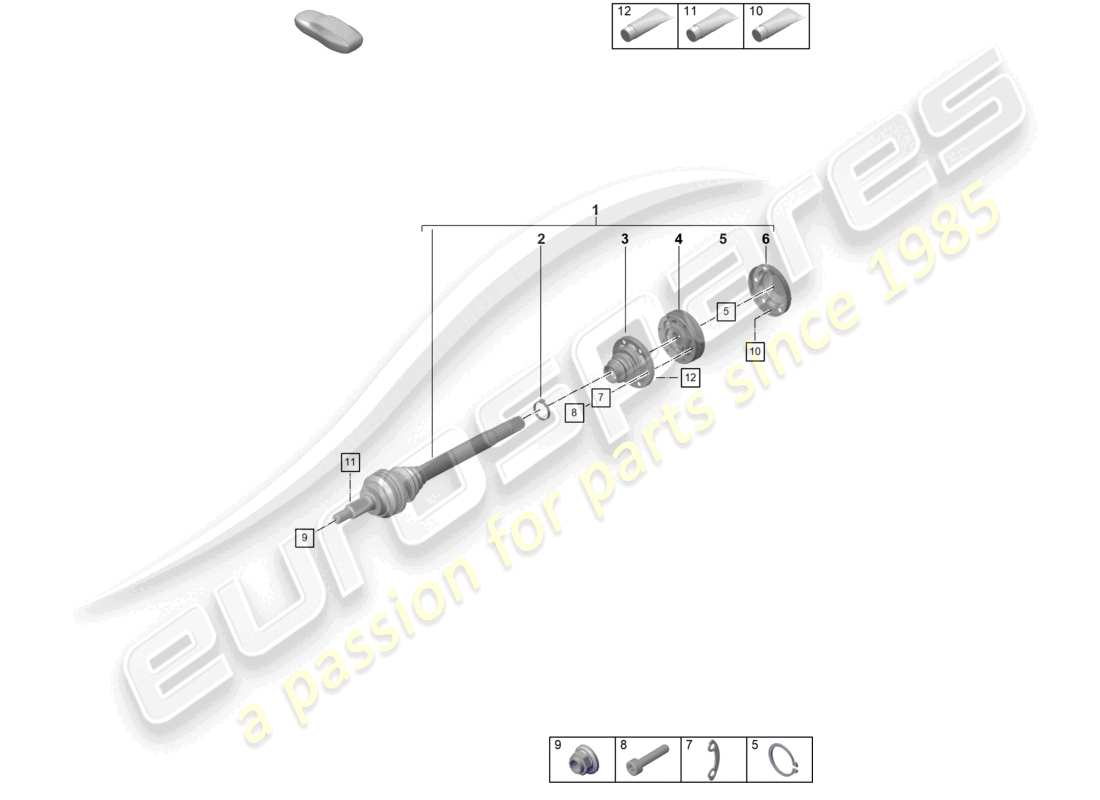 porsche 2024 (992-2 gt3/rs/st) drive shaft part diagram