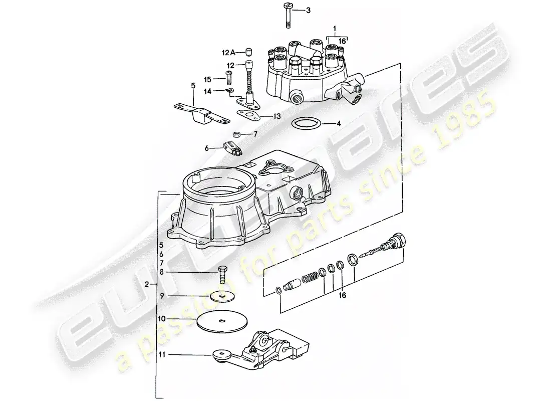 porsche 1988 (911) mixture control unit parts diagram