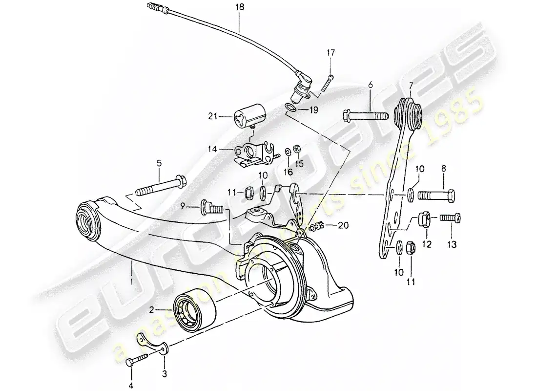 porsche 1990 (964) rear axle parts diagram