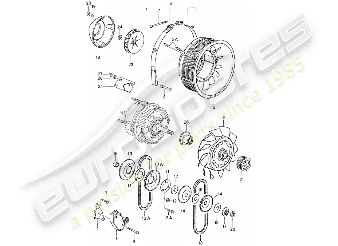 porsche 1990 (964) air cooling parts diagram