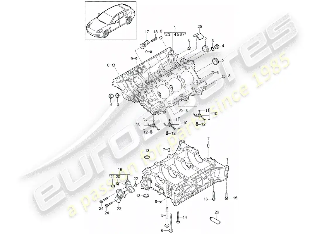 porsche 2016 (panamera 970) crankcase parts diagram