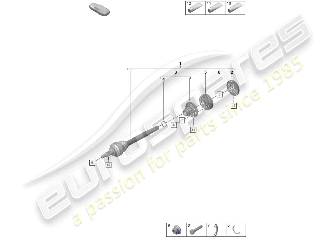 porsche 2023 (992-1 turbo / s) drive shaft part diagram