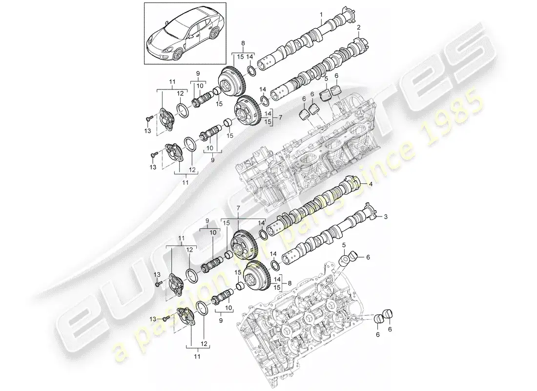 porsche 2011 (panamera 970) camshaft parts diagram