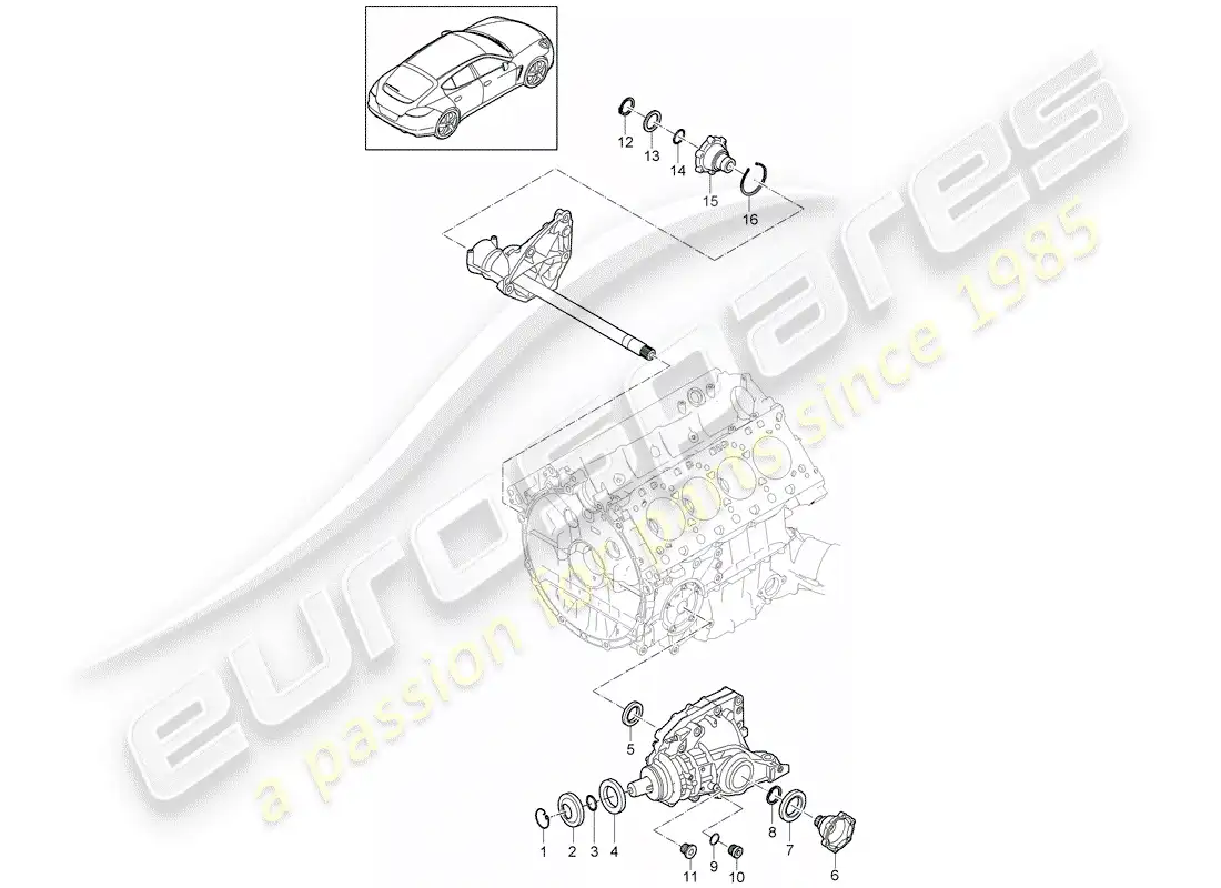 porsche 2012 (panamera 970) front axle differential parts diagram