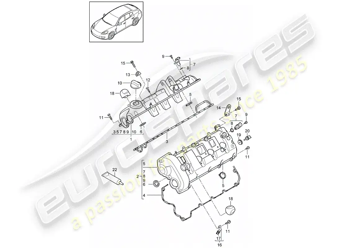 porsche 2012 (panamera 970) valve cover parts diagram
