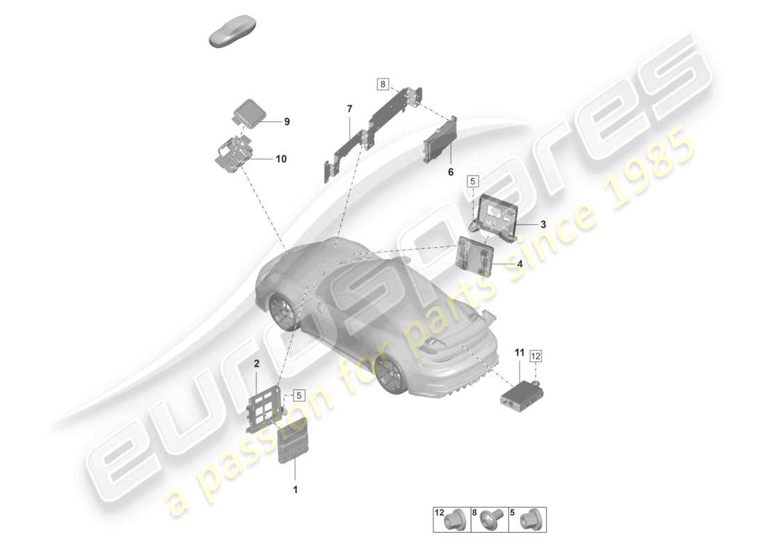 porsche 2021 (992-1 gt3/rs/st) control units control unit (bcm) for conv. system & ob power supply control unit for driver assist systems part diagram