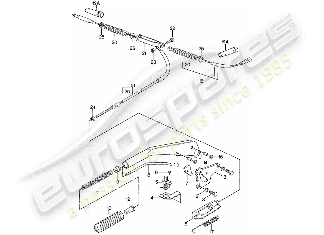 porsche 1979 (924) hand brake lever parts diagram