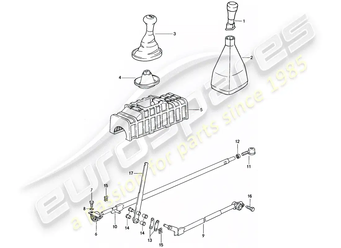 porsche 1979 (924) shift mechanism - manual gearbox parts diagram