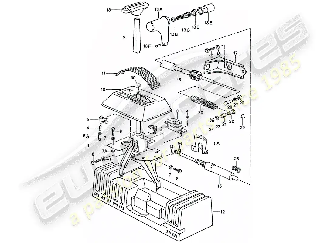 porsche 1980 (924) shift mechanism - automatic transmission parts diagram