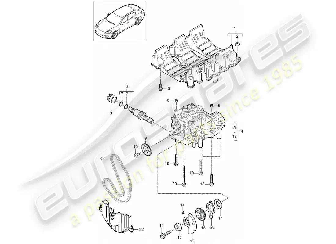 porsche 2014 (panamera 970) oil baffle plate parts diagram