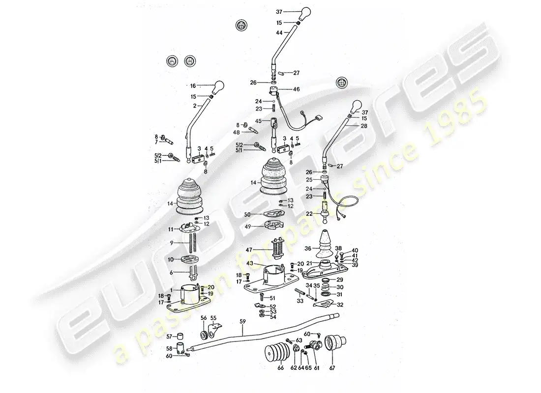 porsche 1976 (911 turbo) transmission control parts diagram