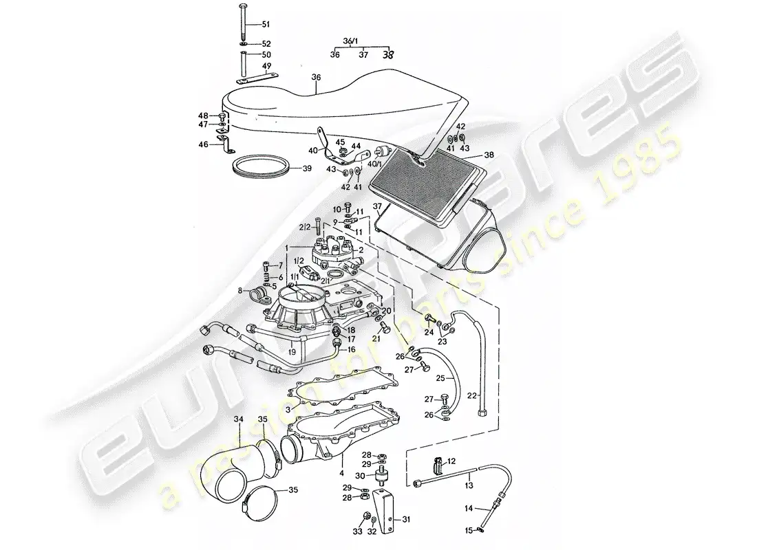 porsche 1976 (911 turbo) mixture control unit - air cleaner parts diagram