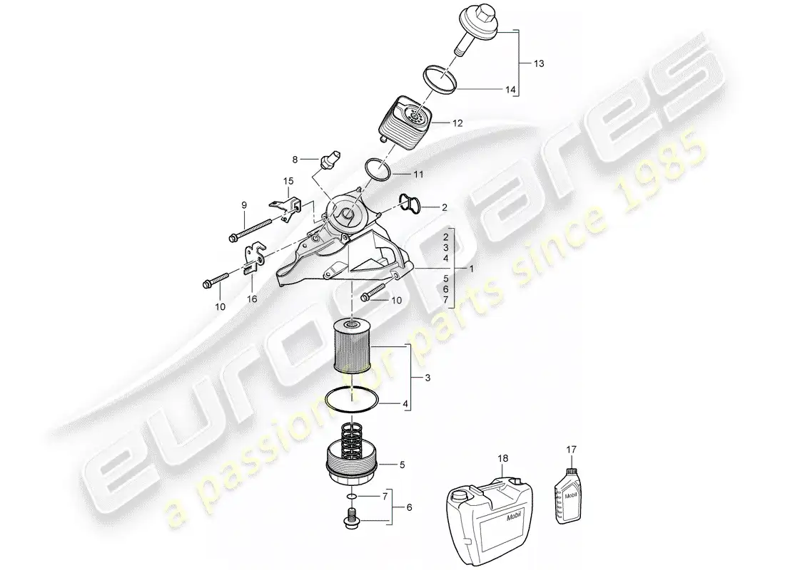 porsche 2009 (cayenne e1 9pa) oil filter part diagram