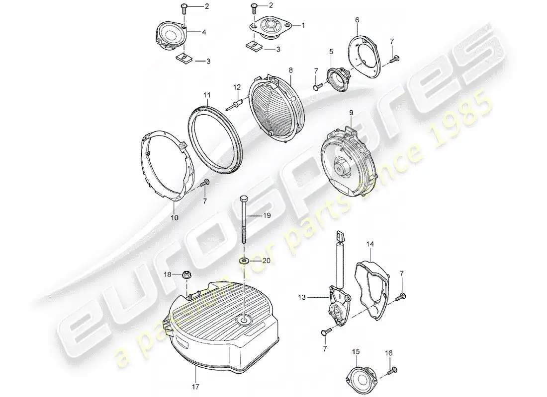 porsche 2005 (cayenne e1 9pa) loudspeaker part diagram