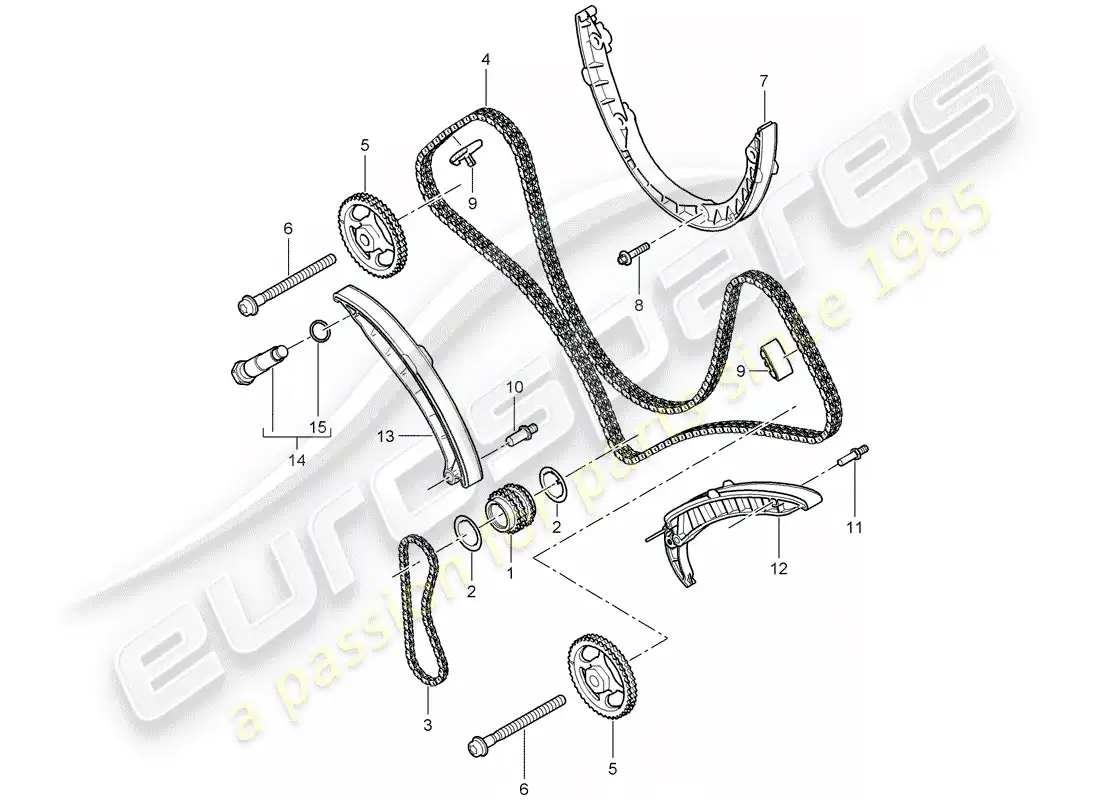 porsche 2009 (cayenne e1 9pa) timing chain part diagram