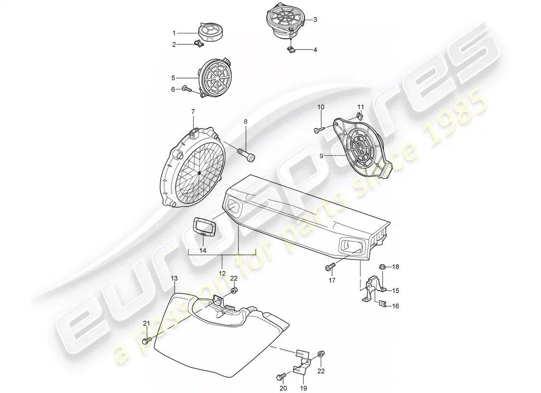 porsche 2011 (997-2) loudspeaker parts diagram