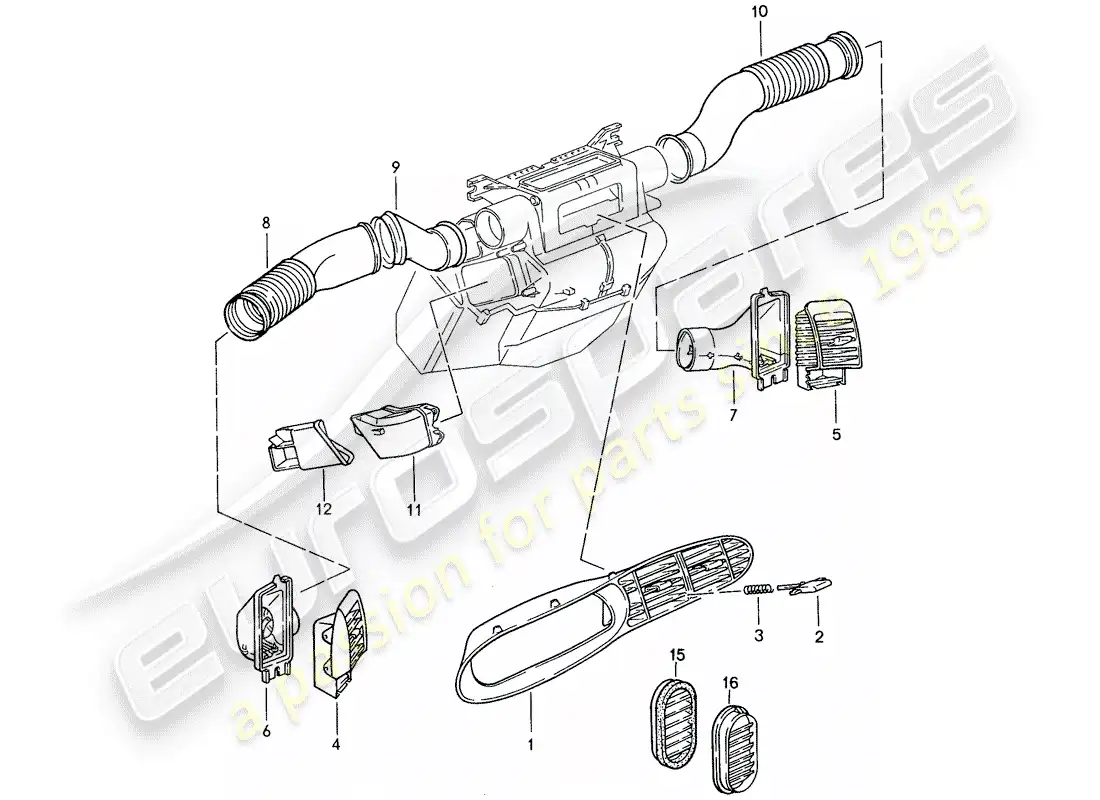 porsche 1990 (944) air duct parts diagram