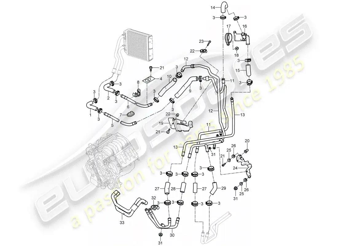 porsche 2005 (cayenne e1 9pa) air con./heating/aux. heater part diagram
