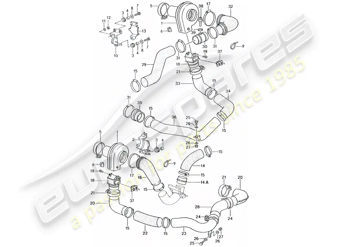 porsche 1994 (964) additional blower parts diagram