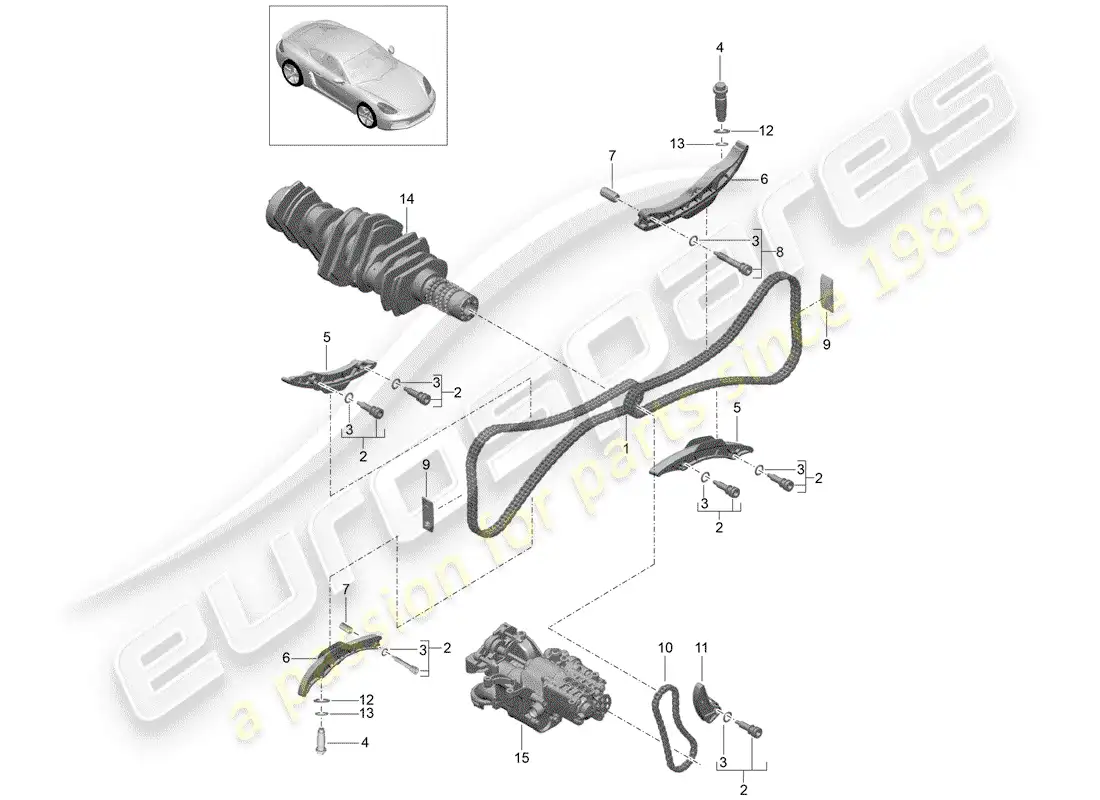 porsche 2019 (718 cayman) timing chain parts diagram