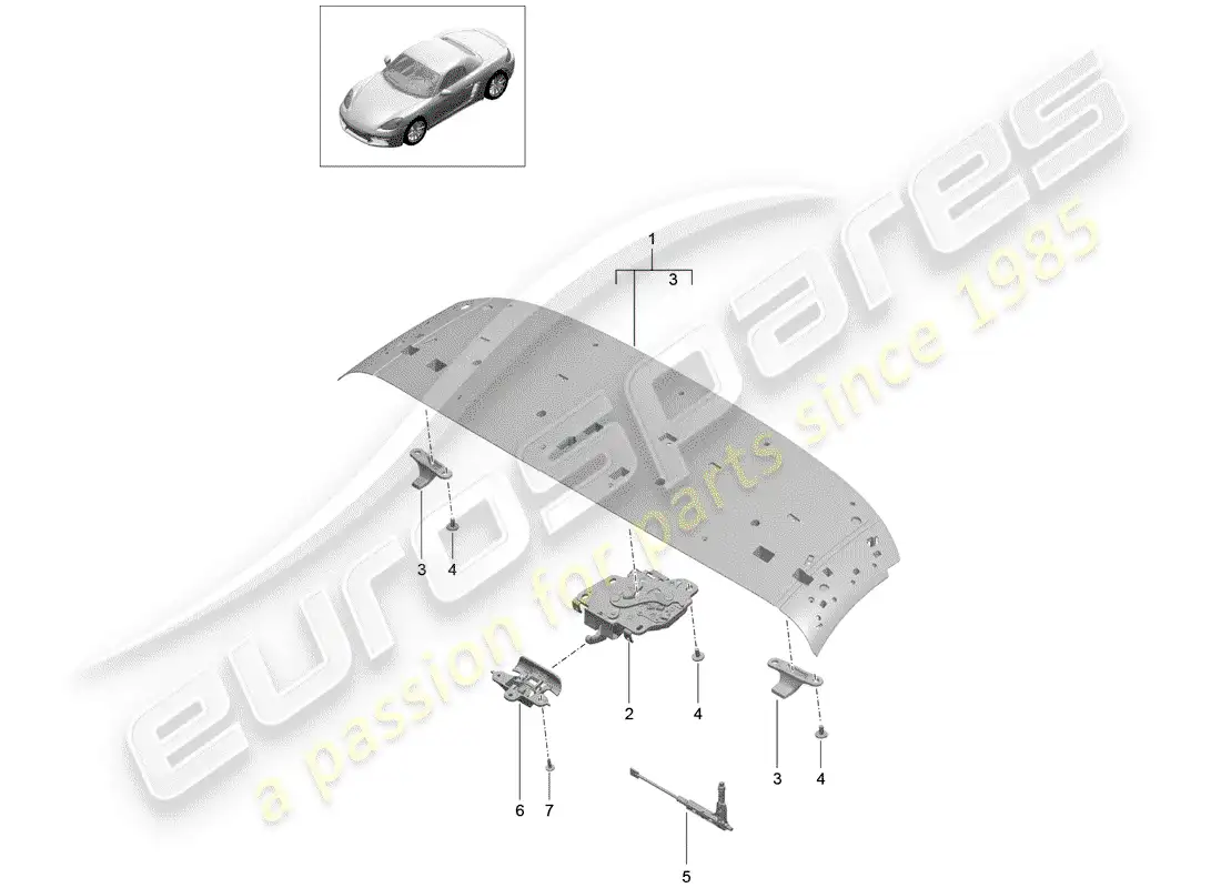 porsche 2018 (718 boxster) top frame parts diagram