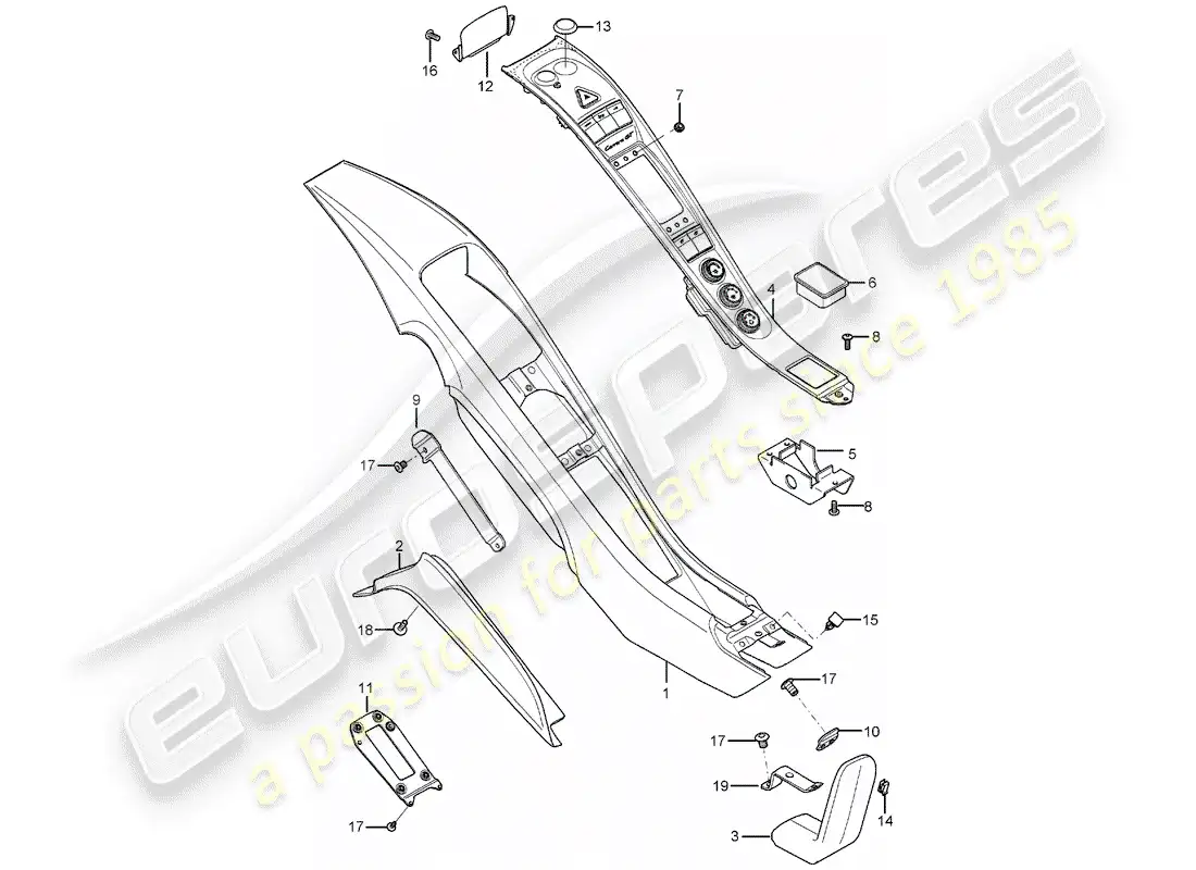 porsche 2004 (carrera gt) center console parts diagram