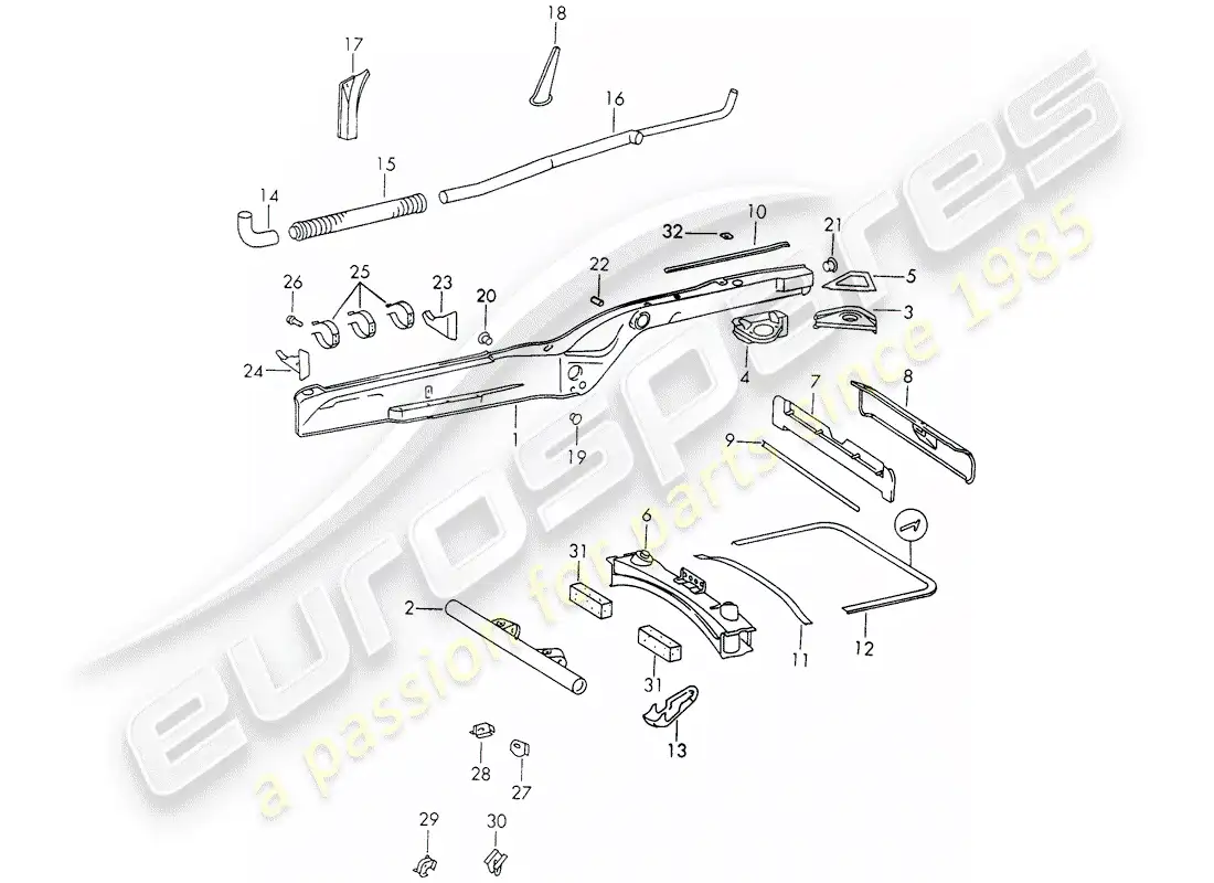 porsche 1973 (911) frame parts diagram