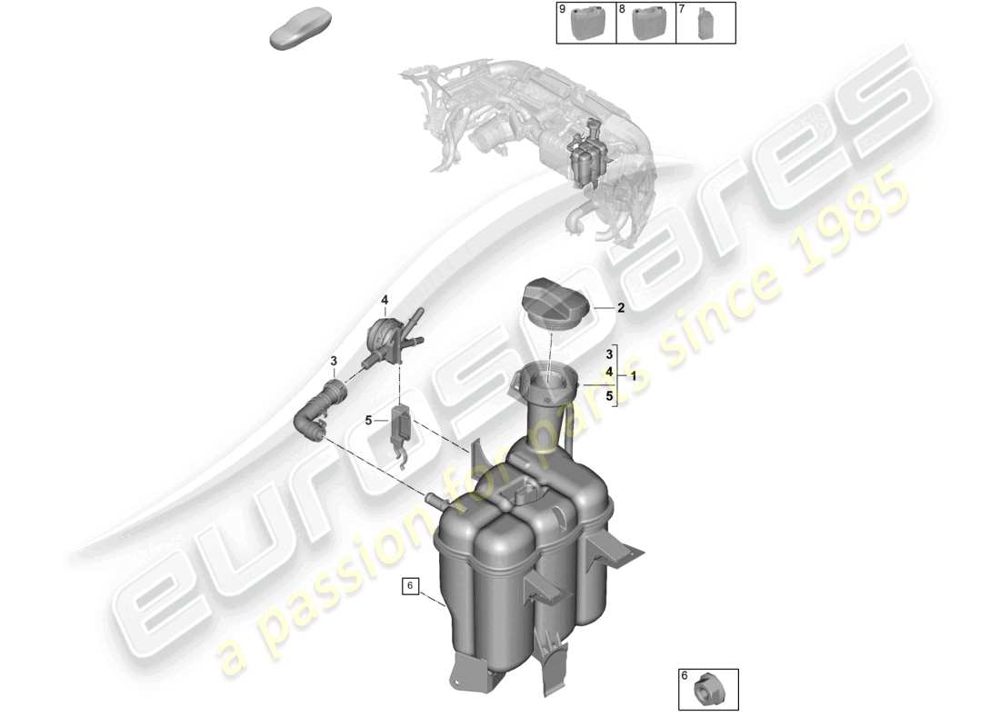 porsche 2026 (992-2) coolant expansion tank parts diagram