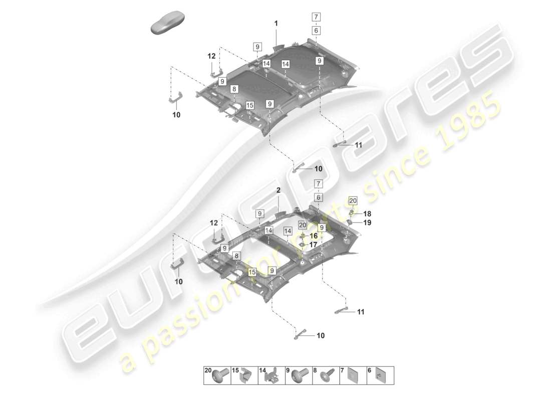 porsche 2024 (panamera 971-2) roof trim accessories part diagram