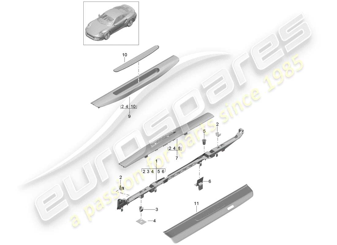 porsche 2018 (991-2 turbo) lining part diagram