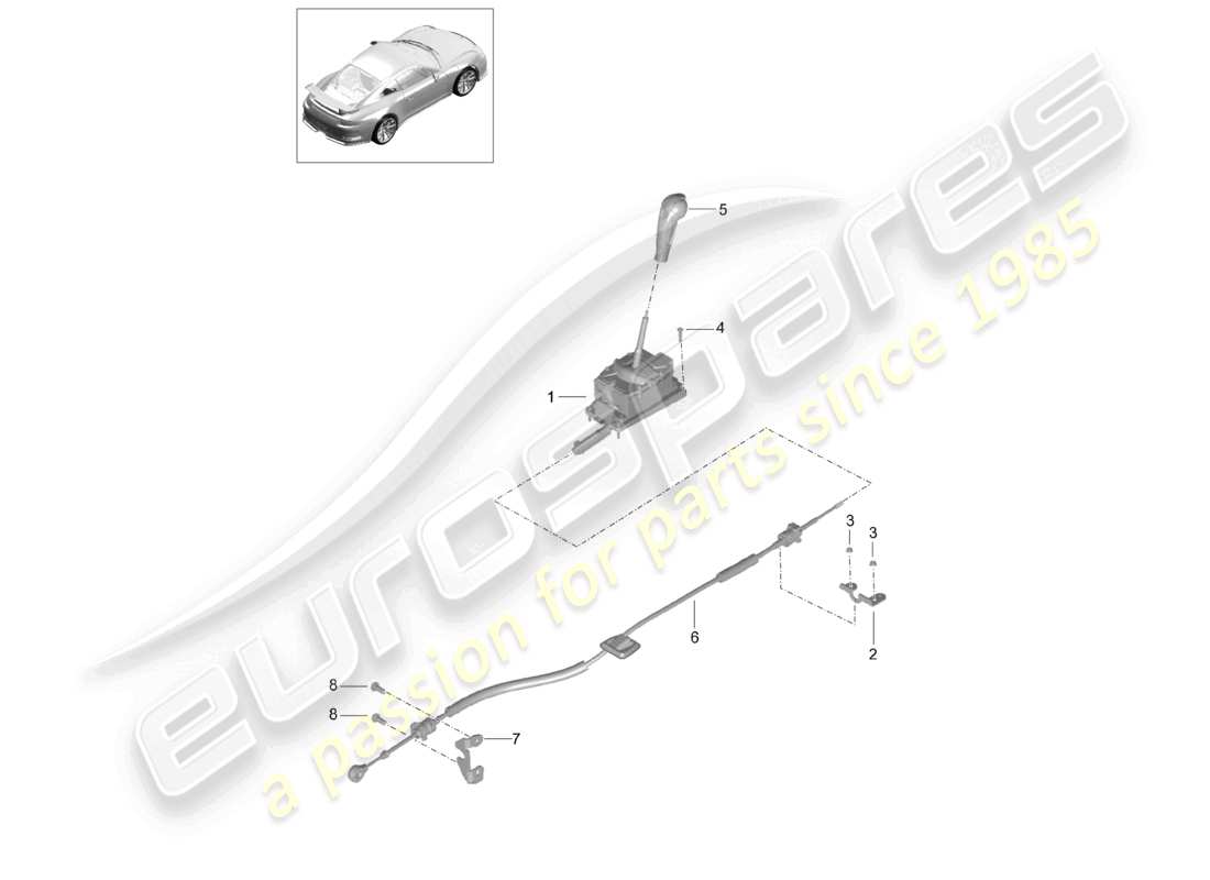 porsche 2021 (991-2 r/gt3/rs) selector lever - pdk - d >>- mj 2017 part diagram