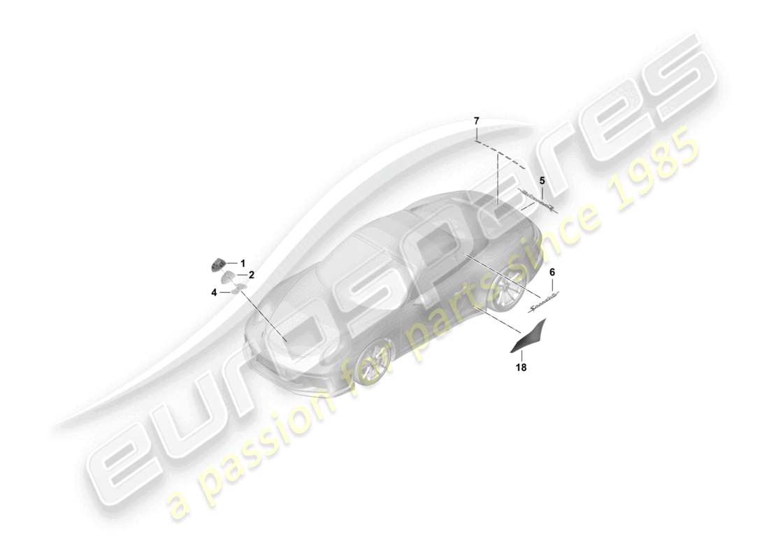 porsche 2021 (991-2 r/gt3/rs) inscriptions/lettering part diagram