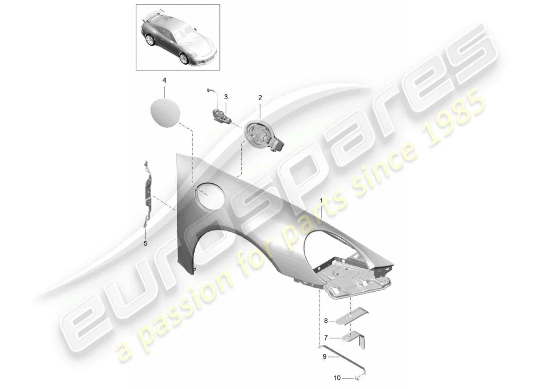 porsche 2021 (991-2 r/gt3/rs) wing part diagram