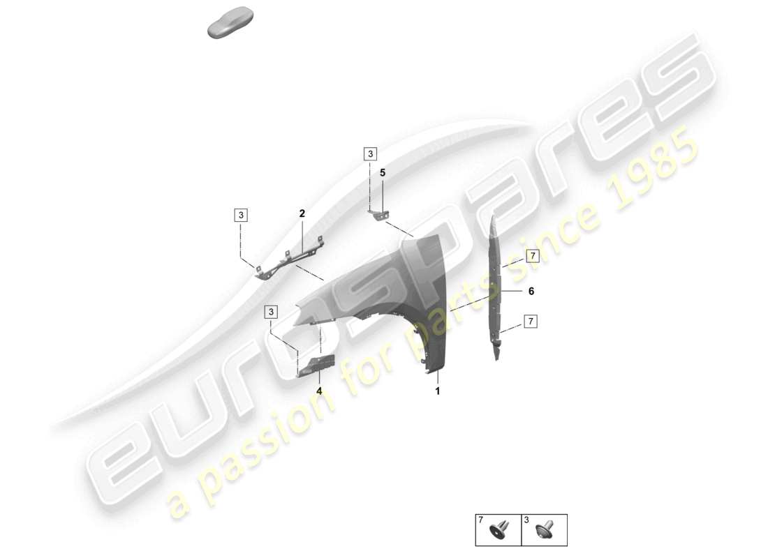 porsche 2025 (macan-e) wing front parts diagram