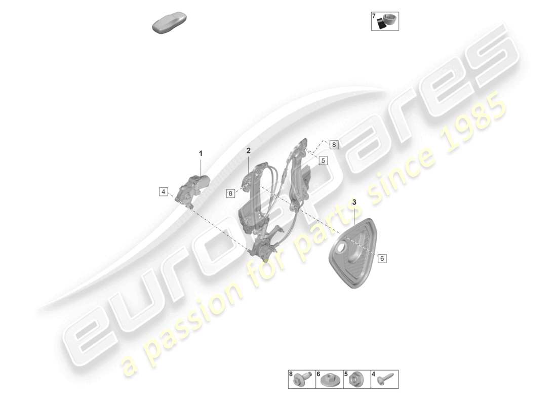 porsche 2022 (taycan 9j1-1) window regulator rear part diagram