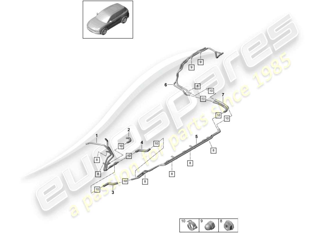 porsche 2022 (cayenne e3 9ya/9yb) heater underbody low-temperature circuit for vehicles with hybrid drive part diagram