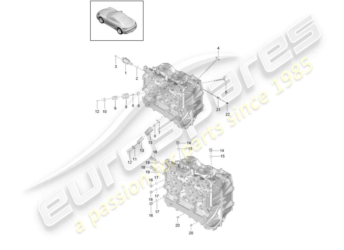 porsche 2025 (718 cayman) cylinder head accessories inlet/outlet valve part diagram