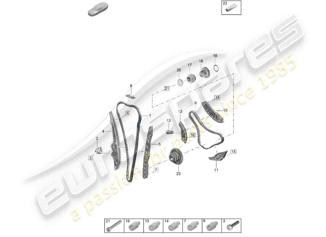 porsche 2025 (cayenne e3 pa) timing chain slide rail chain tensioner part diagram