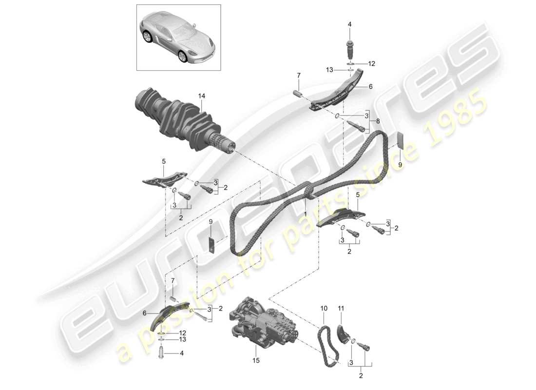 porsche 2024 (718 cayman) timing chain part diagram