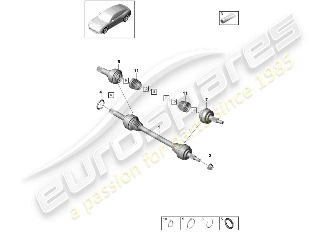 porsche 2021 (panamera 971-1) drive shaft rear axle part diagram