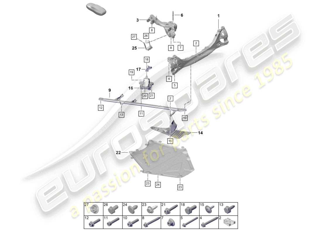 porsche 2024 (992-2) rear axle cross member part diagram